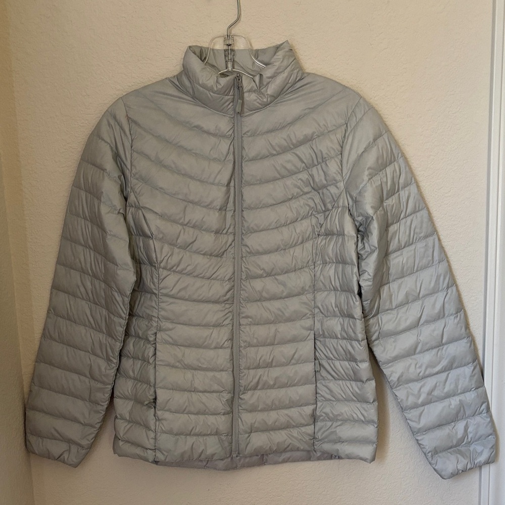 Light Gray Packable Quilted Puffer Jacket - Women